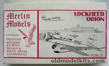 Merlin Models 1/72 Lockheed Orion UC-85 - USAAF or Varney Speedlines Airline, 21 plastic model kit